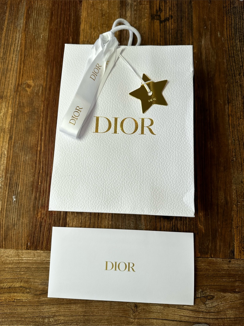 Dior White and Gold Paper Tote Bag